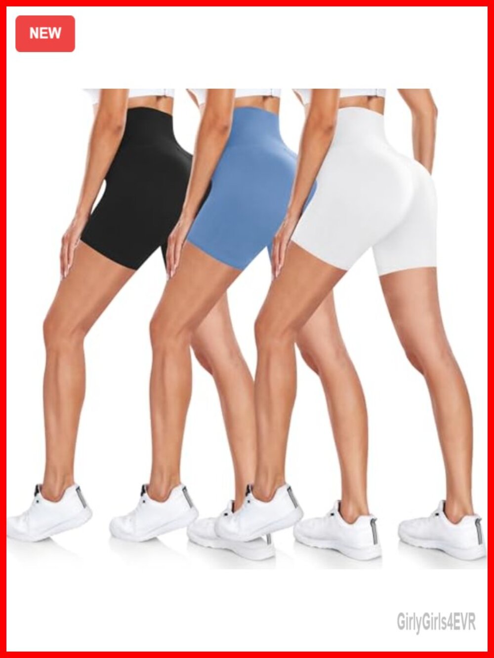 3 Pack Biker Shorts High Waisted Compression 5" 8" Yoga Gym Athletic